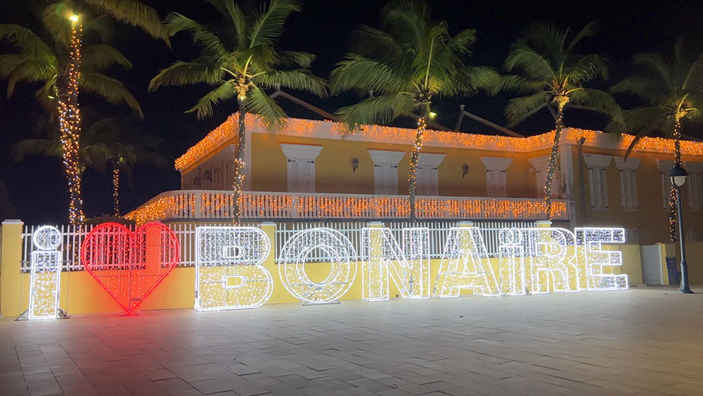 I Love Bonaire sign in downtown Kralendijk.